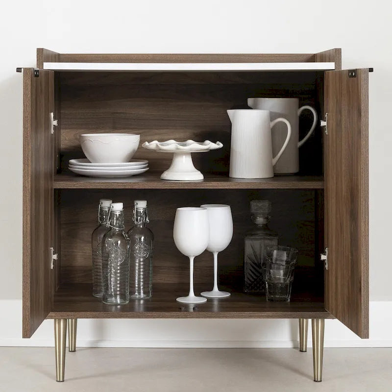 Weißer Akzentschrank mit goldenen Metallbeinen, Aufbewahrungsschrank mit 2 Türen für Eingangsbereich und Wohnzimmer