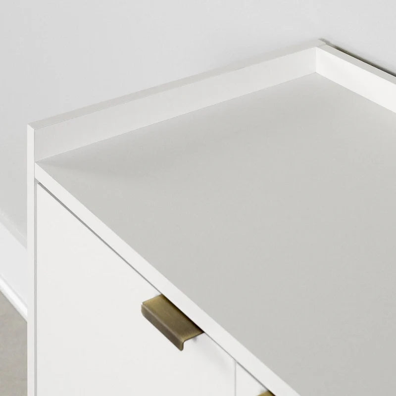Weißer Akzentschrank mit goldenen Metallbeinen, Aufbewahrungsschrank mit 2 Türen für Eingangsbereich und Wohnzimmer