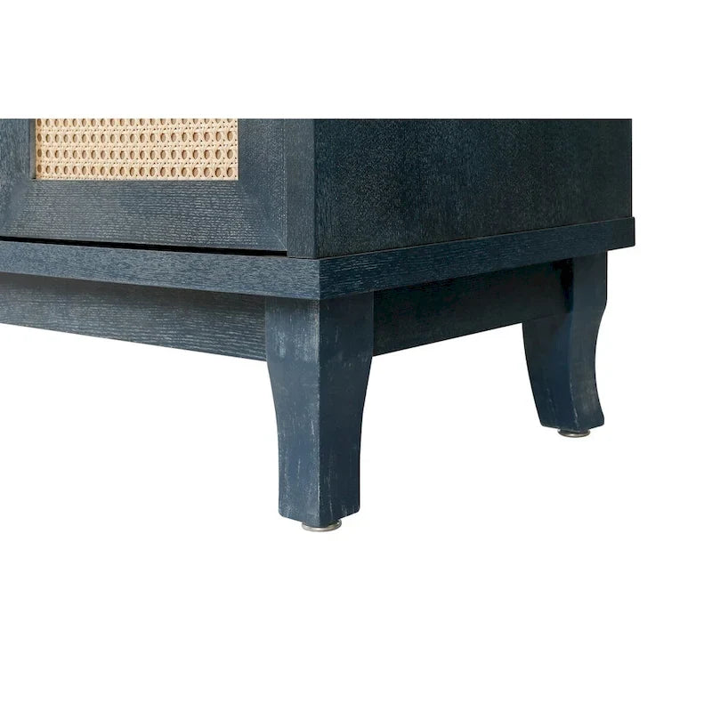 Buffet en rotin, meuble de rangement d’appoint avec 4 portes en rotin