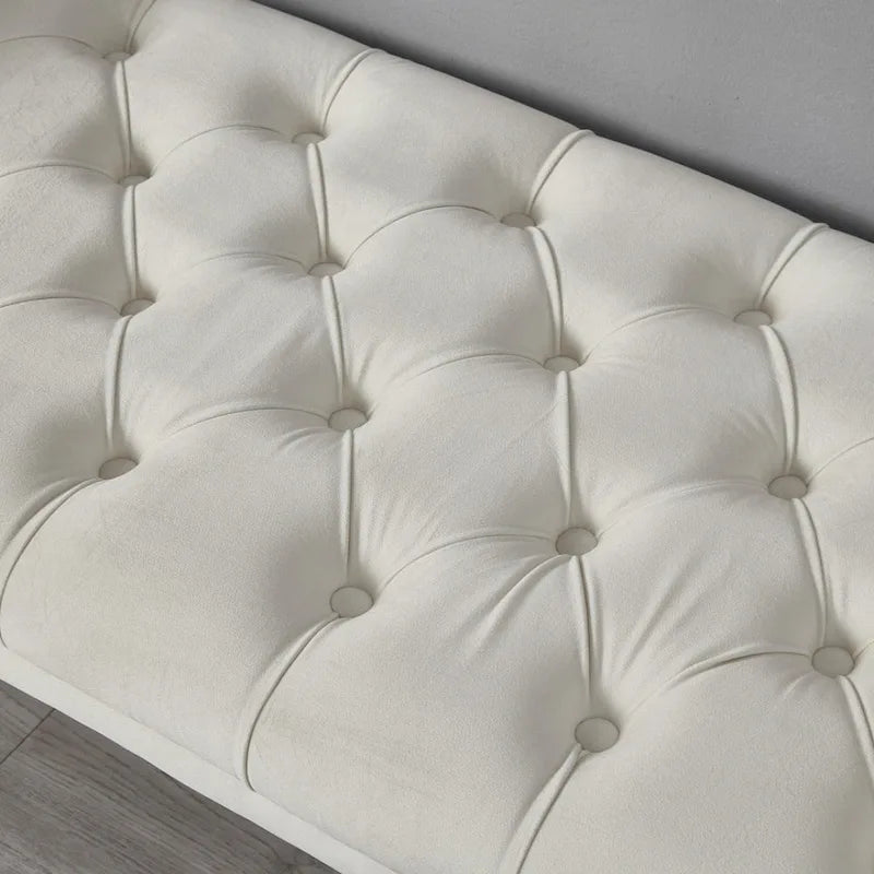 Upholstered Footrest Stool Rectangular Velvet fabric Accent Bench