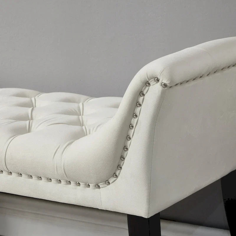 Upholstered Footrest Stool Rectangular Velvet fabric Accent Bench