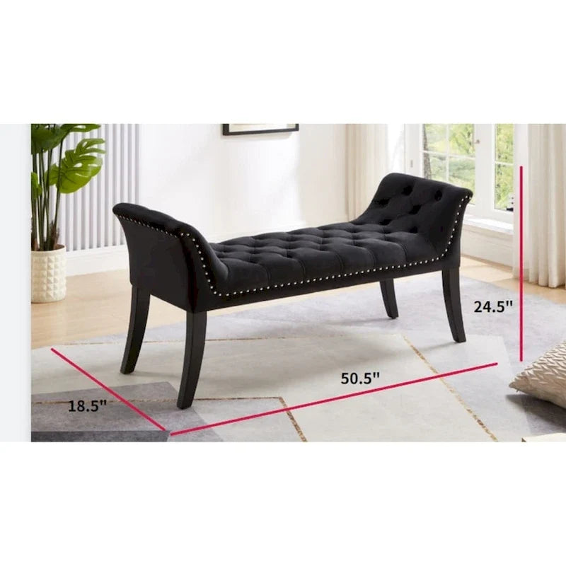 Upholstered Footrest Stool Rectangular Velvet fabric Accent Bench