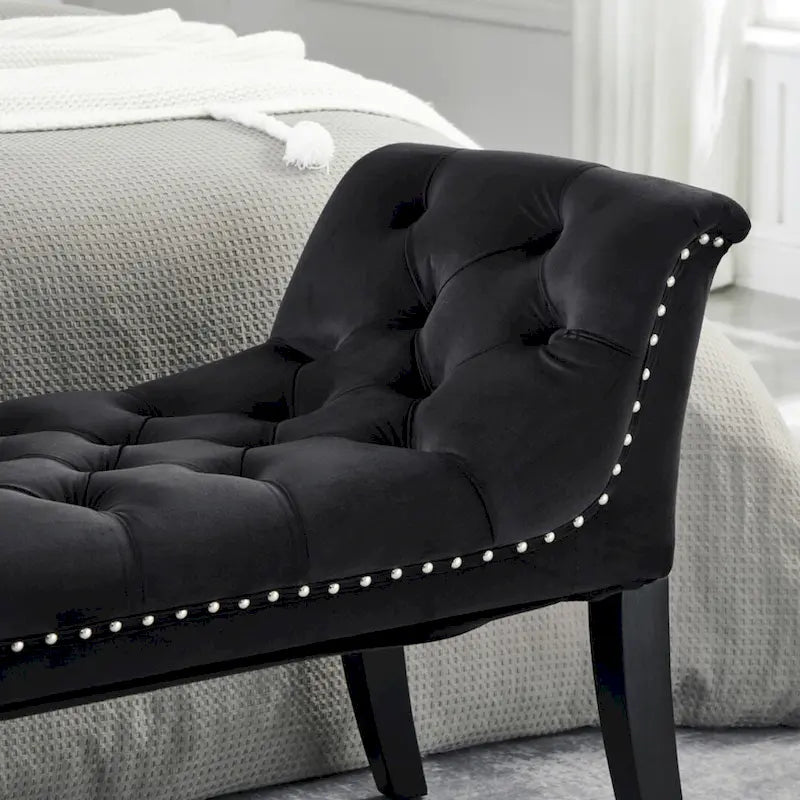 Upholstered Footrest Stool Rectangular Velvet fabric Accent Bench