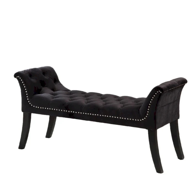 Upholstered Footrest Stool Rectangular Velvet fabric Accent Bench