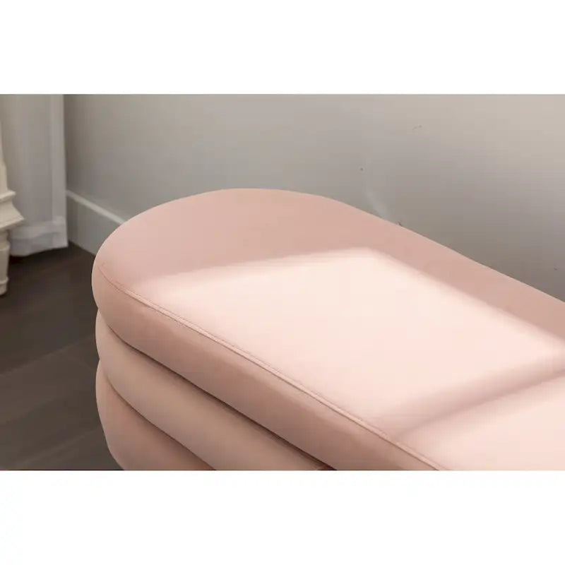 Banco de almacenamiento de tela de terciopelo con patas de madera para sala de estar y dormitorio