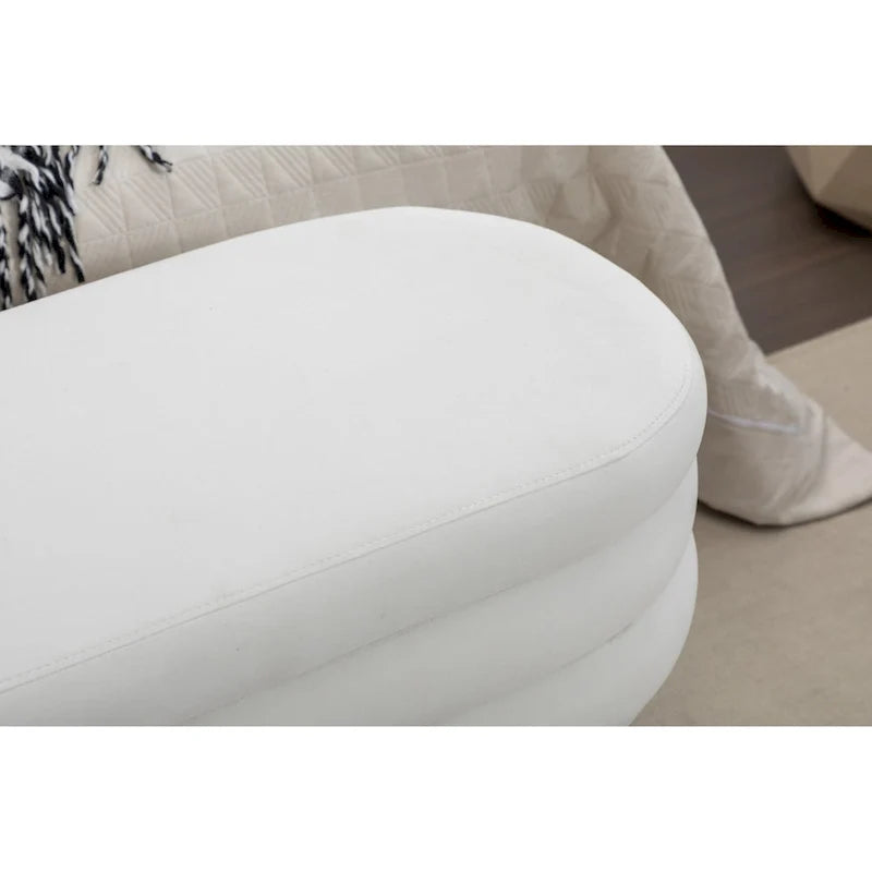 Banco de almacenamiento de tela de terciopelo con patas de madera para sala de estar y dormitorio