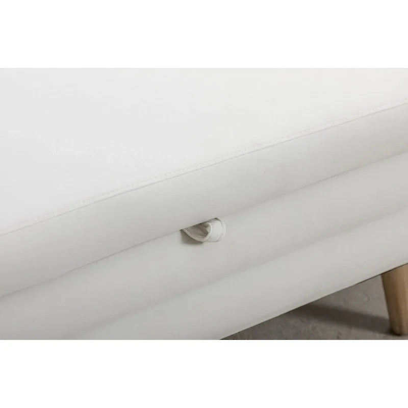 Banco de almacenamiento de tela de terciopelo con patas de madera para sala de estar y dormitorio