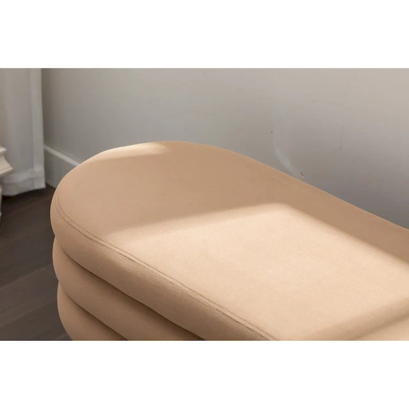 Banco de almacenamiento de tela de terciopelo con patas de madera para sala de estar y dormitorio