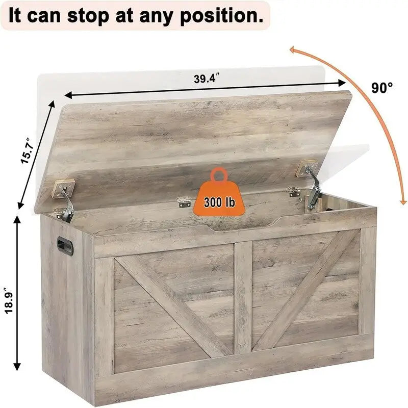 Farmhouse Storage Chest with Lift Top, Wooden Storage Trunk, Toy & Blanket Organizer