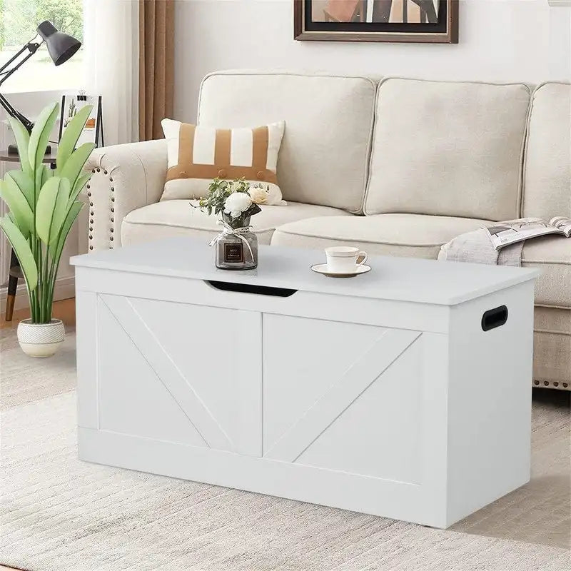 Farmhouse Storage Chest with Lift Top, Wooden Storage Trunk, Toy & Blanket Organizer