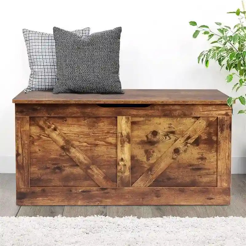 Farmhouse Storage Chest with Lift Top, Wooden Storage Trunk, Toy & Blanket Organizer