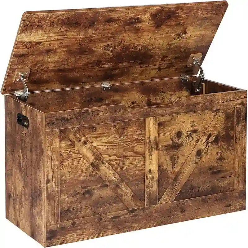 Farmhouse Storage Chest with Lift Top, Wooden Storage Trunk, Toy & Blanket Organizer