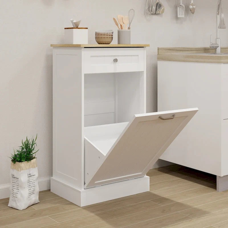 Wooden Lift Top Kitchen Trash Cabinet