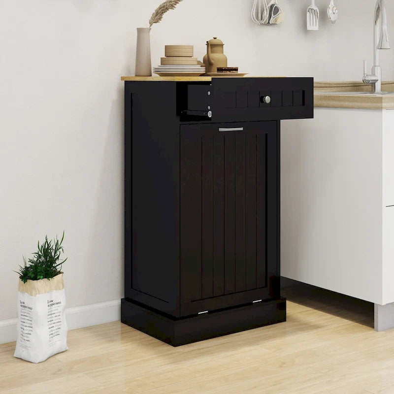 Armario de madera para cubo de basura de cocina con tapa elevable