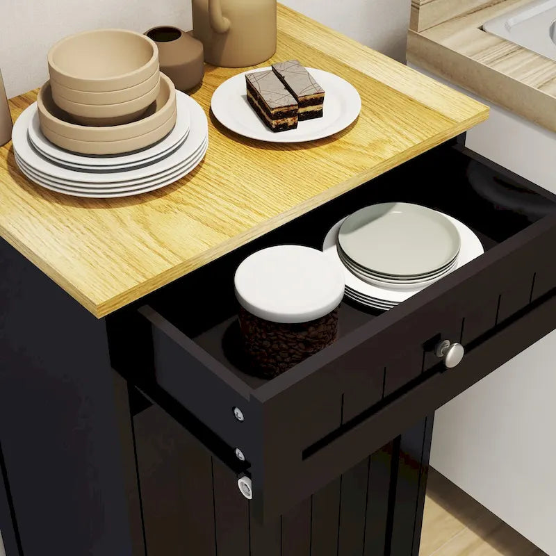 Armario de madera para cubo de basura de cocina con tapa elevable