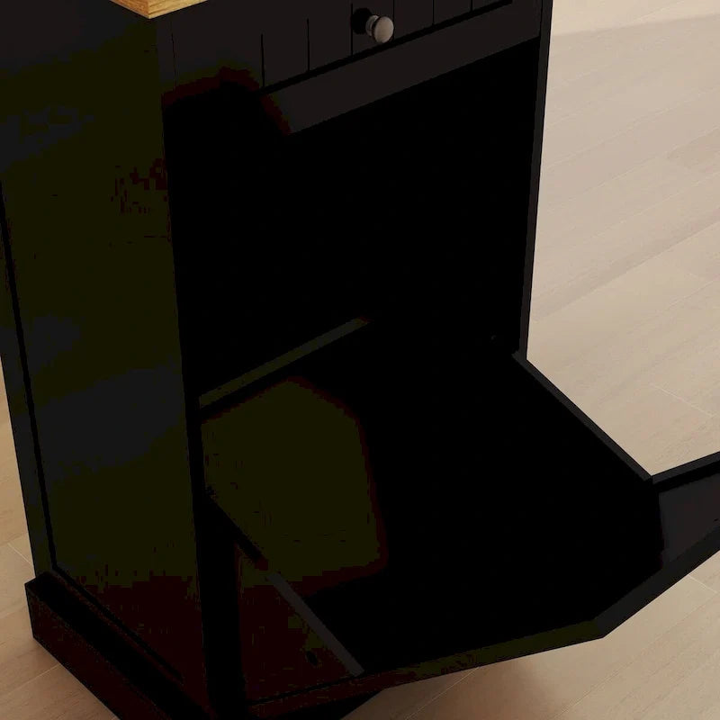 Armario de madera para cubo de basura de cocina con tapa elevable