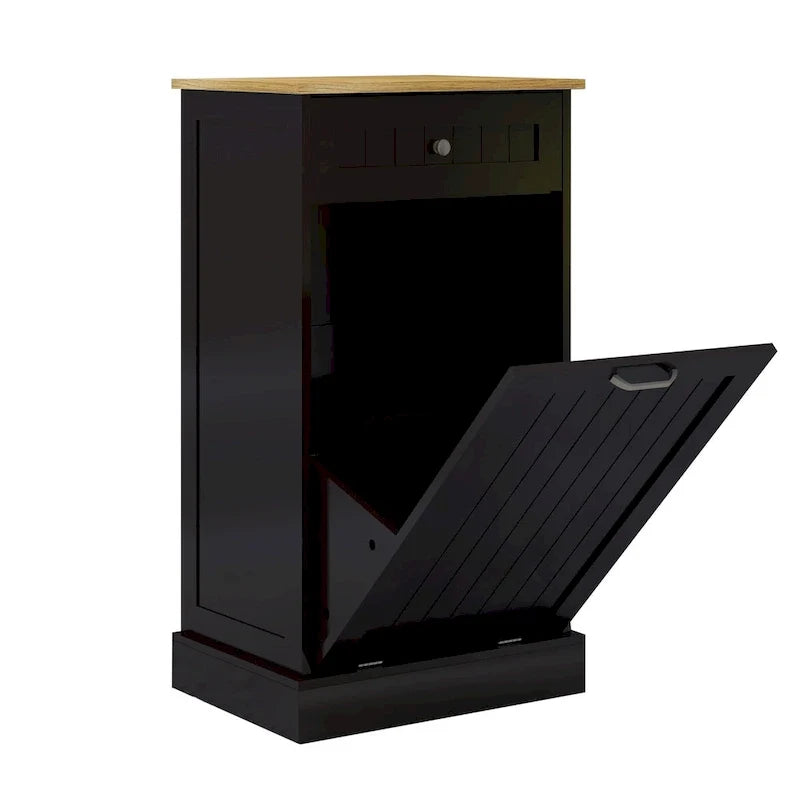 Armario de madera para cubo de basura de cocina con tapa elevable