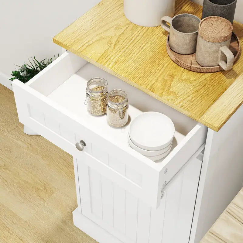 Armario de madera para cubo de basura de cocina con tapa elevable