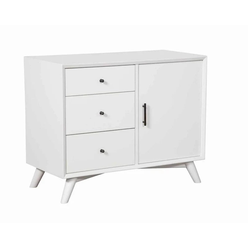 Wooden Accent Cabinet with 3 Drawers and 1 Door, White