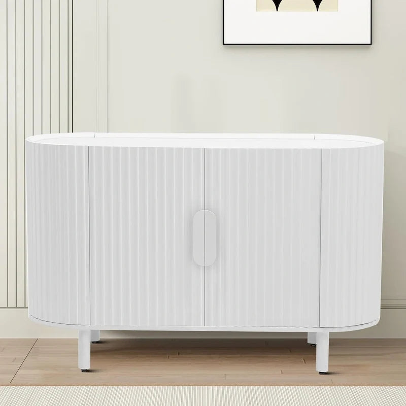 Modern Stylish Wooden Sideboard with Vertical Stripes Cabinet Doors