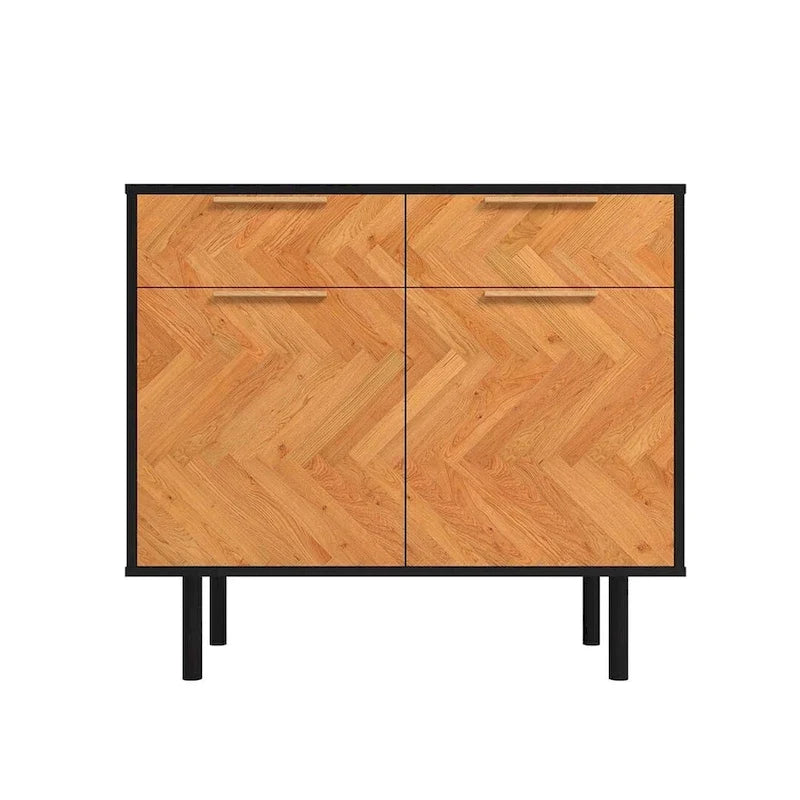 Herringbone Wooden Storage Sideboard Cabinet