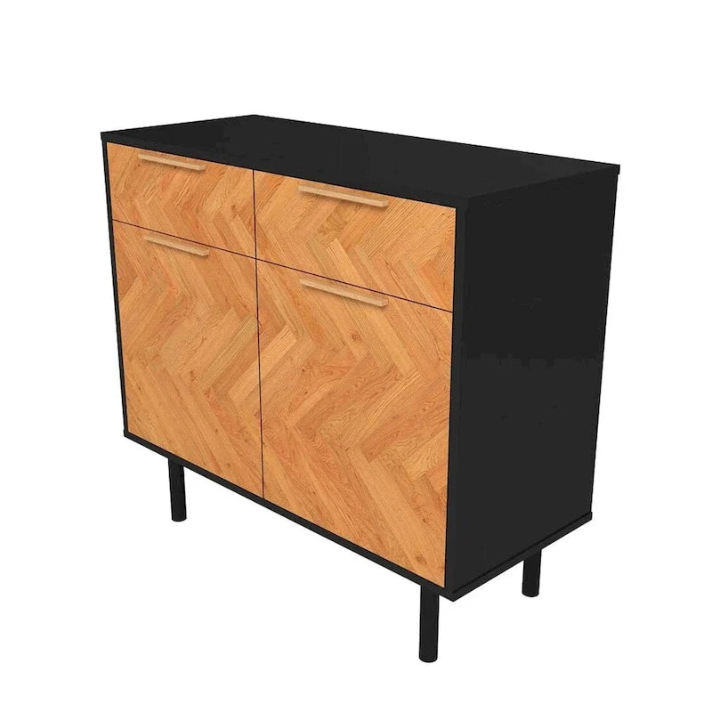 Herringbone Wooden Storage Sideboard Cabinet
