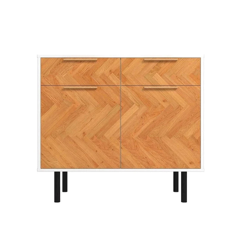 Herringbone Wooden Storage Sideboard Cabinet