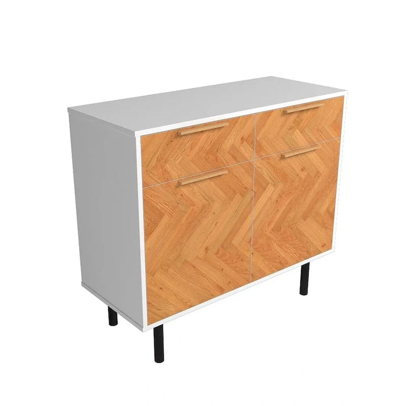 Herringbone Wooden Storage Sideboard Cabinet