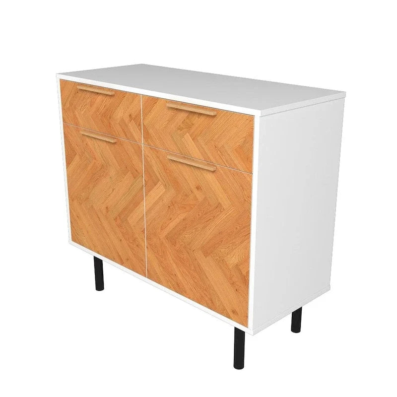 Herringbone Wooden Storage Sideboard Cabinet
