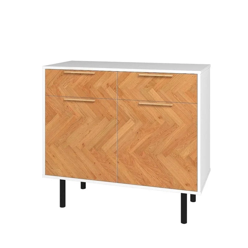 Herringbone Wooden Storage Sideboard Cabinet
