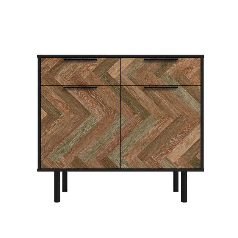 Herringbone Wooden Storage Sideboard Cabinet