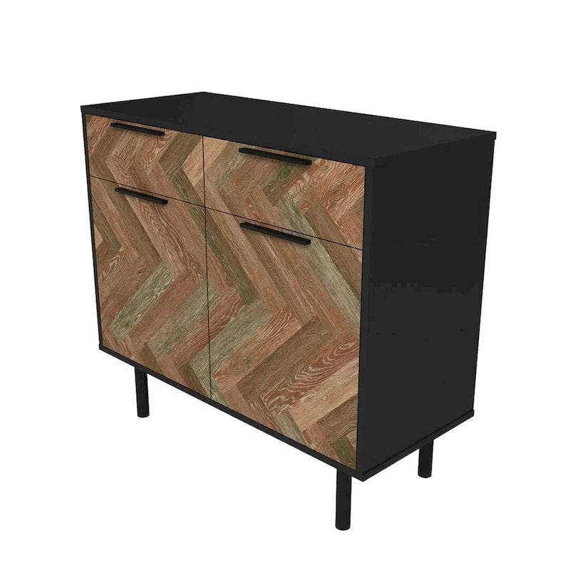 Herringbone Wooden Storage Sideboard Cabinet
