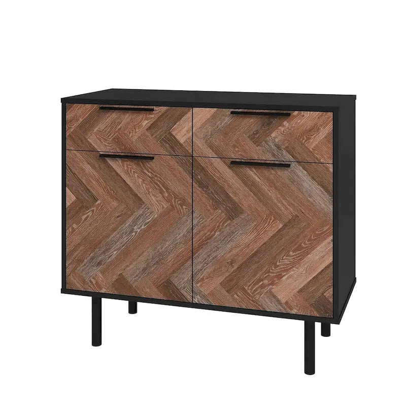Herringbone Wooden Storage Sideboard Cabinet