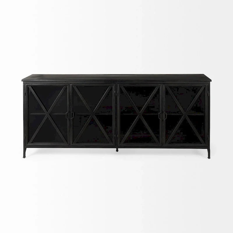 Black Metal w/Glass Door Sideboard