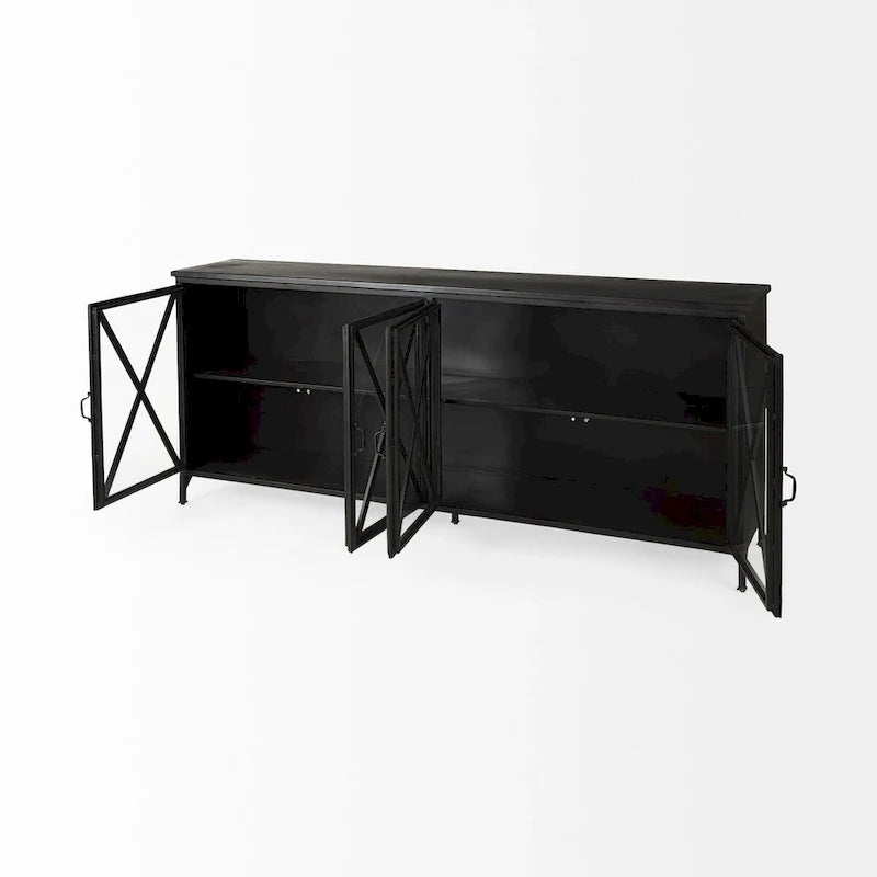 Black Metal w/Glass Door Sideboard