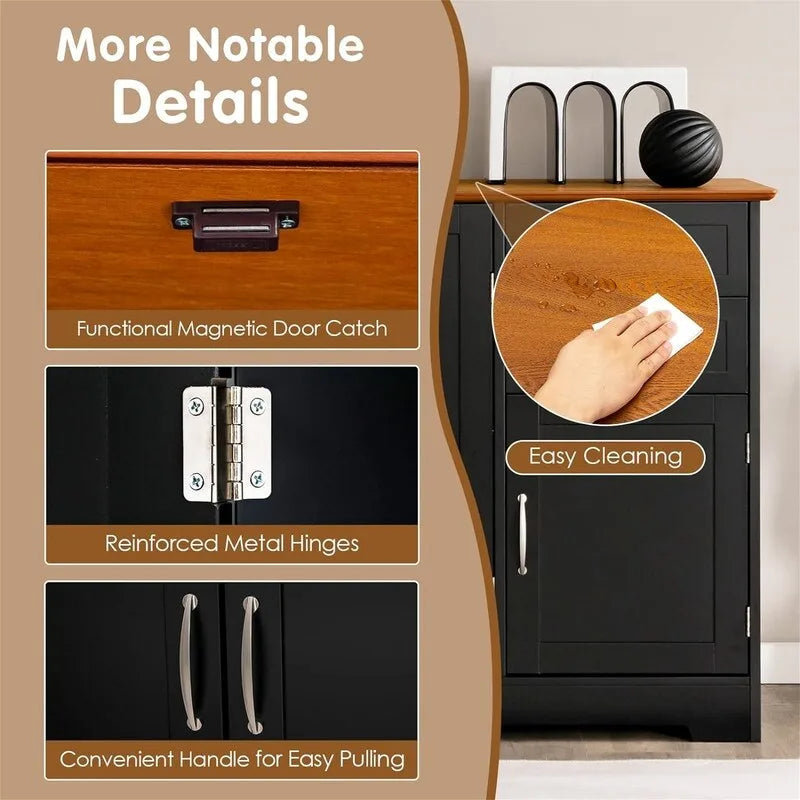 Kitchen Sideboard with Storage Cabinets & Drawers