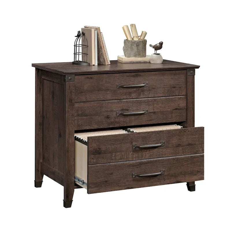Rustic 4 Drawer Dresser, Wood Chest of Drawers, Lateral File Storage Cabinet