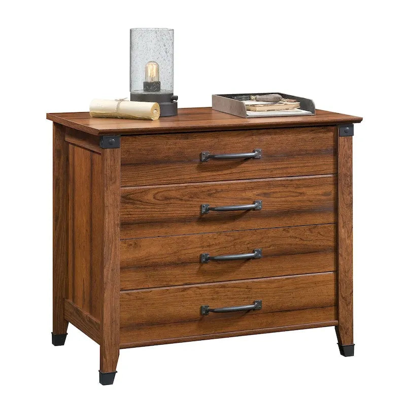Rustic 4 Drawer Dresser, Wood Chest of Drawers, Lateral File Storage Cabinet
