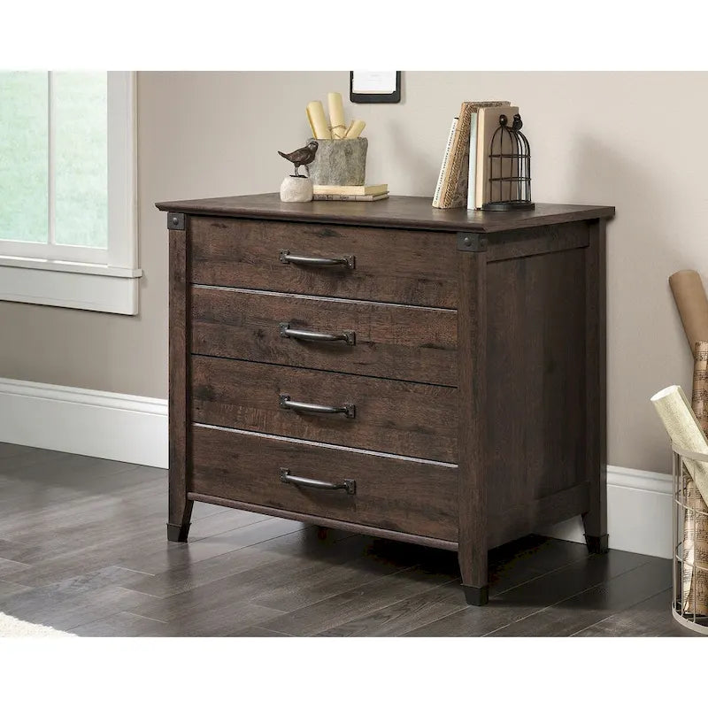 Rustic 4 Drawer Dresser, Wood Chest of Drawers, Lateral File Storage Cabinet