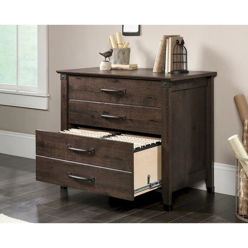 Rustic 4 Drawer Dresser, Wood Chest of Drawers, Lateral File Storage Cabinet