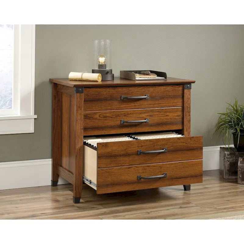 Rustic 4 Drawer Dresser, Wood Chest of Drawers, Lateral File Storage Cabinet
