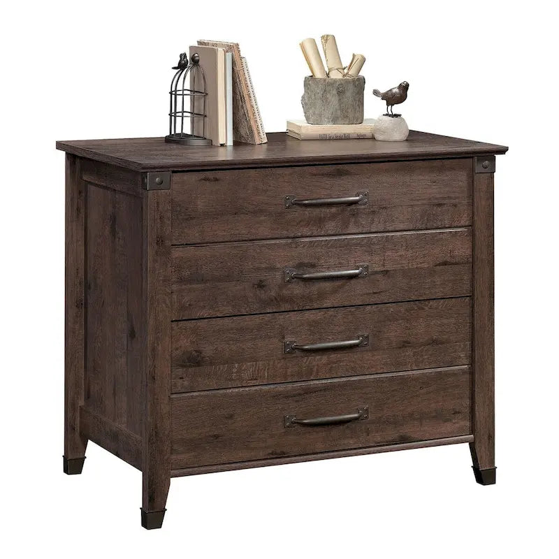 Rustic 4 Drawer Dresser, Wood Chest of Drawers, Lateral File Storage Cabinet