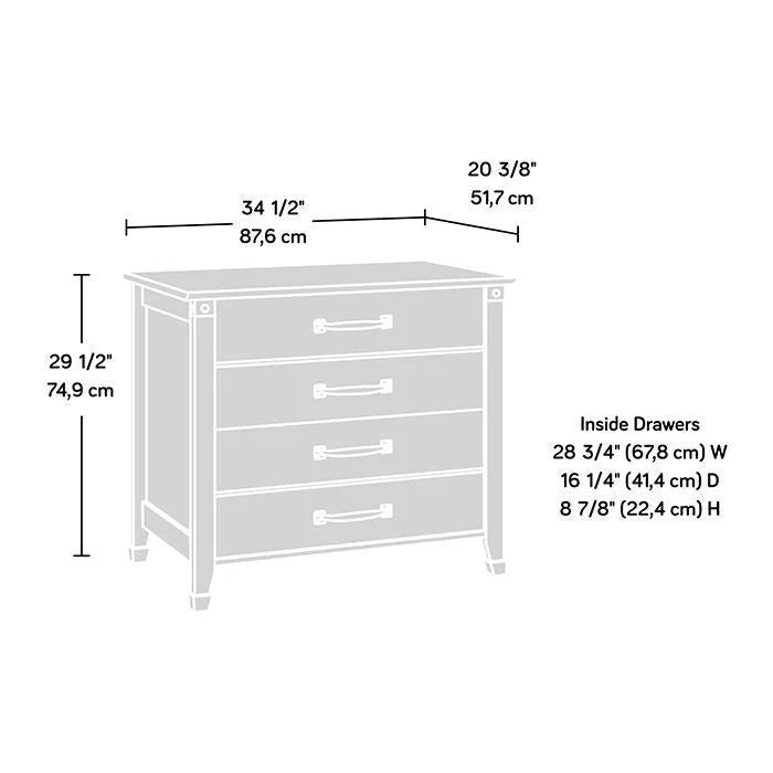 Rustic 4 Drawer Dresser, Wood Chest of Drawers, Lateral File Storage Cabinet