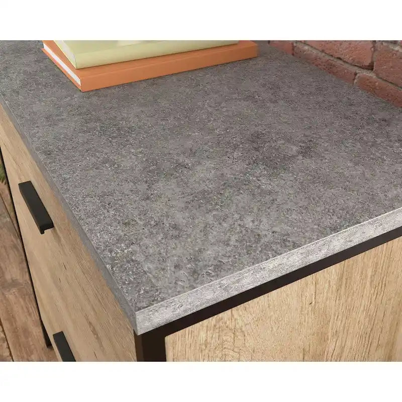 Industrieller Aufbewahrungsschrank aus Holz und Metall mit 2 Schubladen