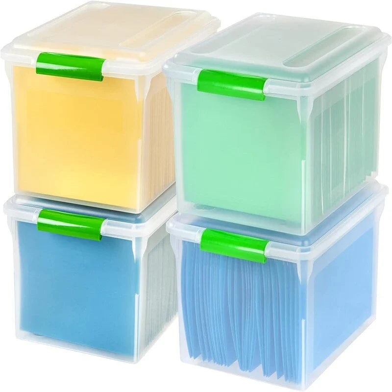 Stackable Lidded Plastic File Storage Box