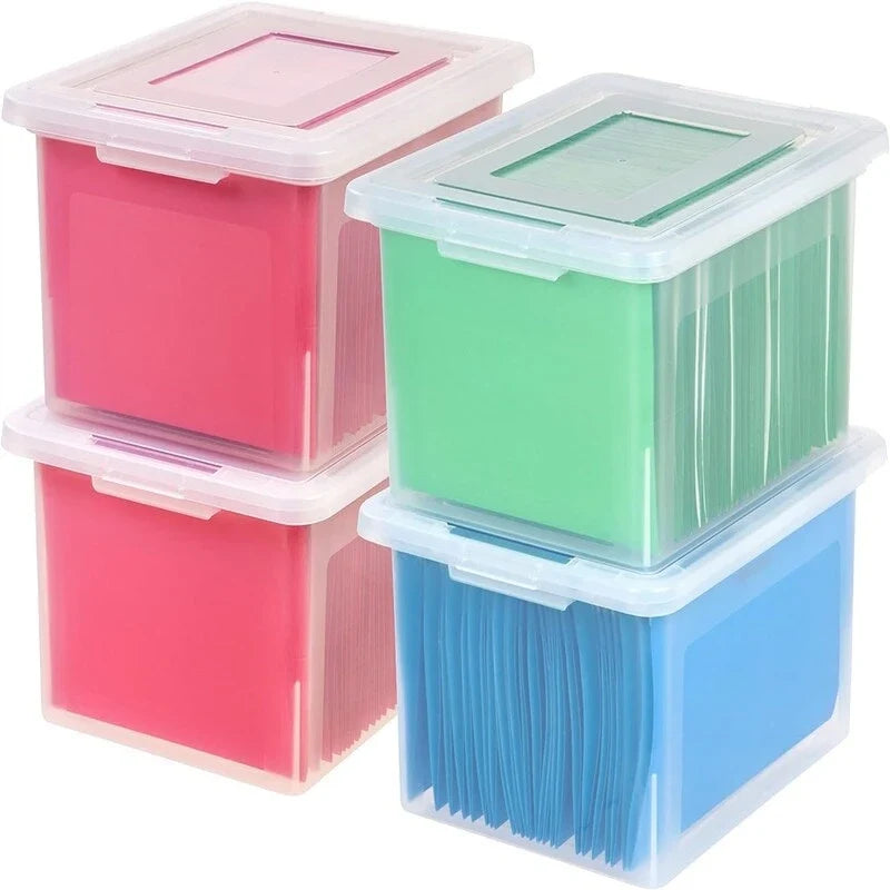 Stackable Lidded Plastic File Storage Box