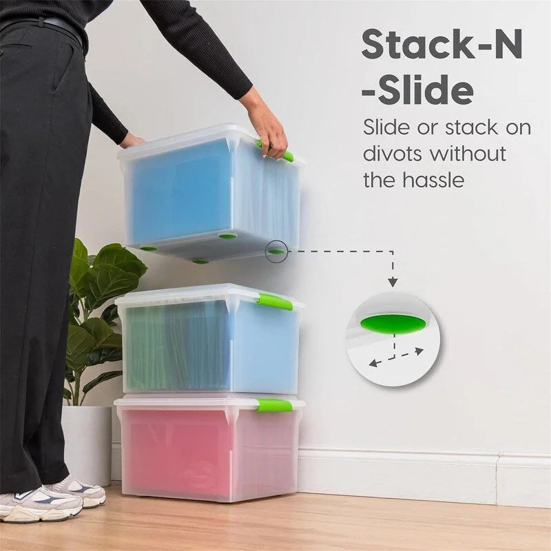 Stackable Lidded Plastic File Storage Box