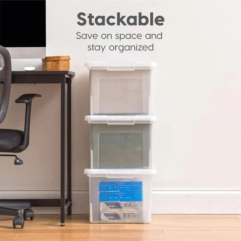 Stackable Lidded Plastic File Storage Box