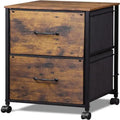 Archivador de 2 cajones, gabinete rodante de almacenamiento de madera con ruedas, gabinete auxiliar pequeño para colocar junto al sofá de la oficina