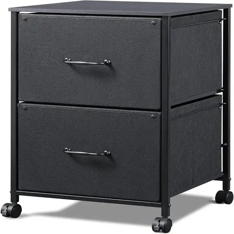 Archivador de 2 cajones, gabinete rodante de almacenamiento de madera con ruedas, gabinete auxiliar pequeño para colocar junto al sofá de la oficina